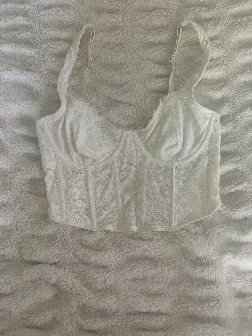 White Lace Longline Bralette with Underwire Support